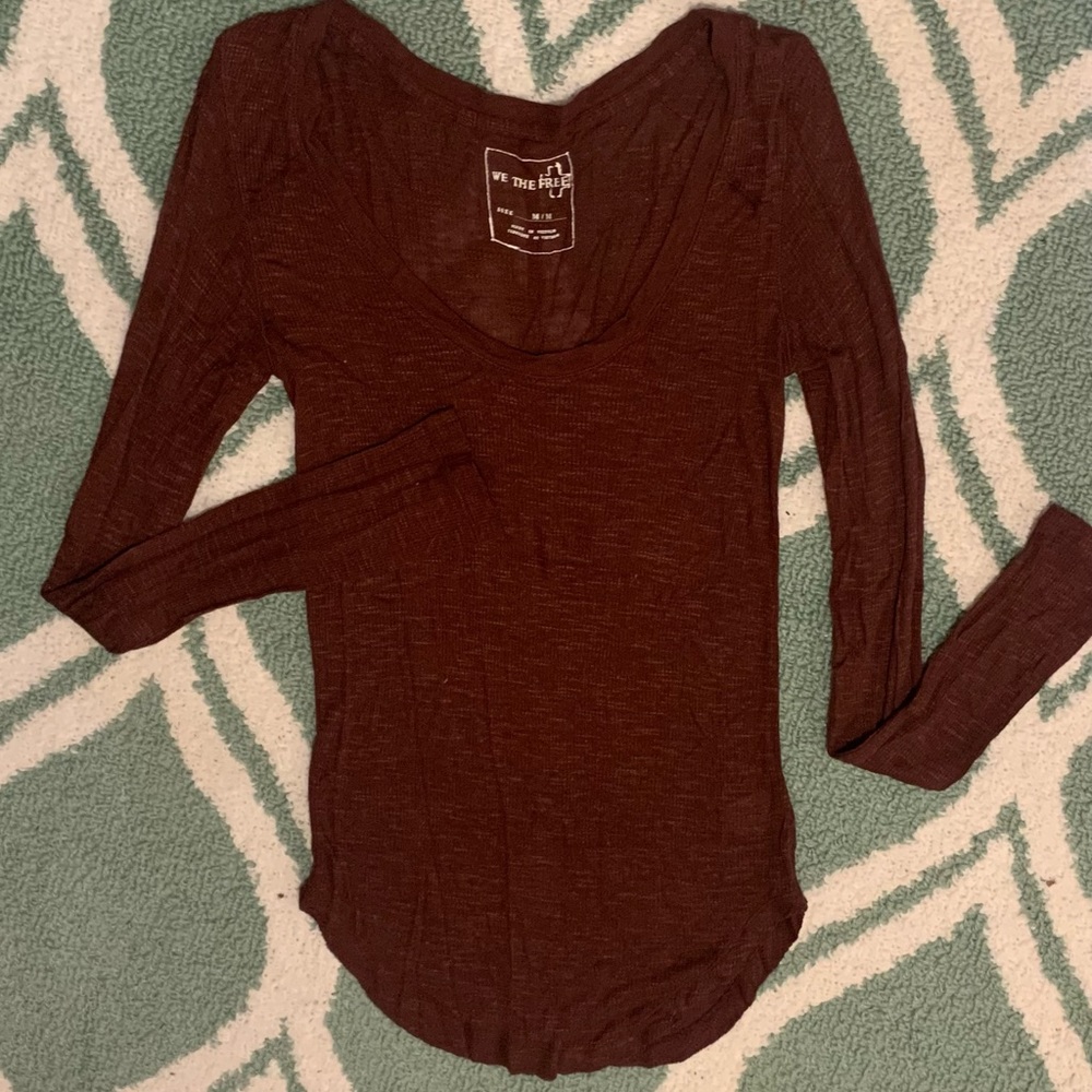 WE THE FREE - LONG SLEEVE TEE - M - BURGUNDY